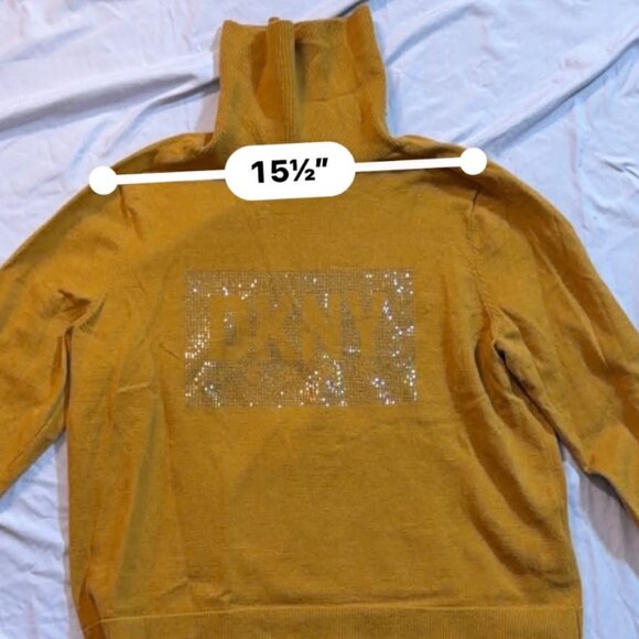 3 DKNY Turtleneck Logo Studded Sweaters - SIZE LARGE (Gold, Blue, and Black) - Picture 8 of 11